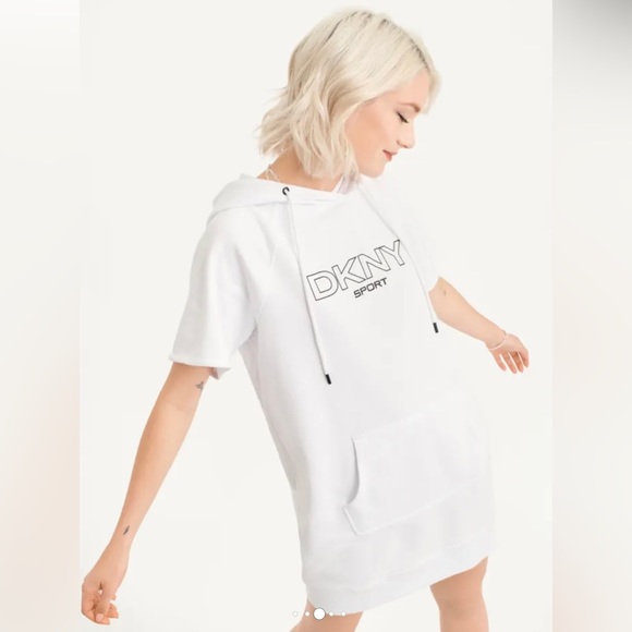 NWT DKNY Outline Logo Hooded Sneaker Dress - Picture 3 of 7
